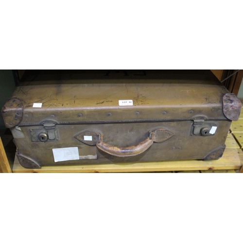 42 - A vintage suitcase with Southern Railway label initialled F.W. to the top