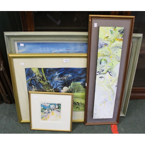 57 - Three original watercolours by John Lancaster with an original oil on board by the same artist (5)