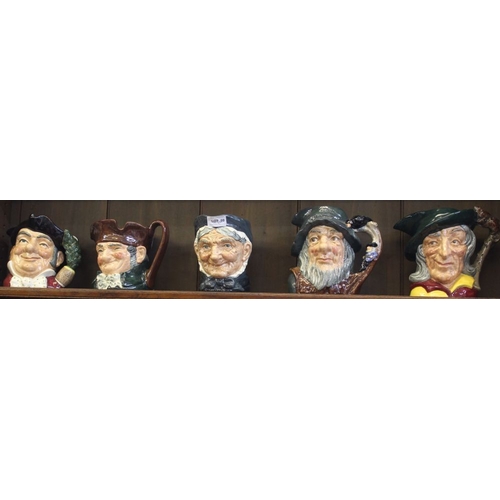 60 - A collection of five Royal Doulton character jugs, includes Rip Van Winkle, Pied Piper, Granny, Old ... 