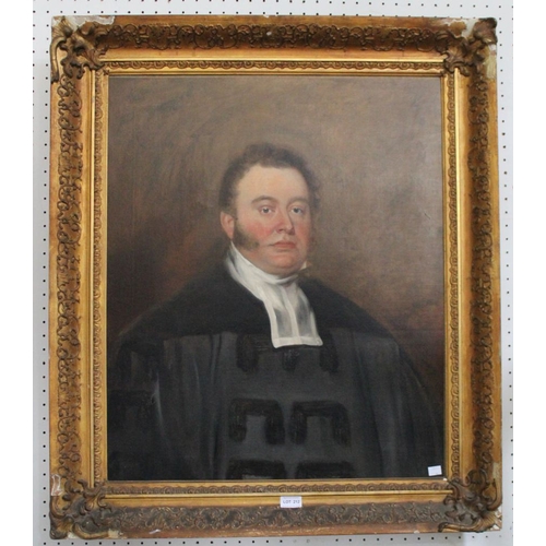 99 - 19th century British School, portrait of a Minister, oil painting on canvas, 74cm x 61cm, gilt frame... 