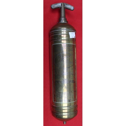 100 - A brass Pyrene fire extinguisher and two brass garden pumps (3)