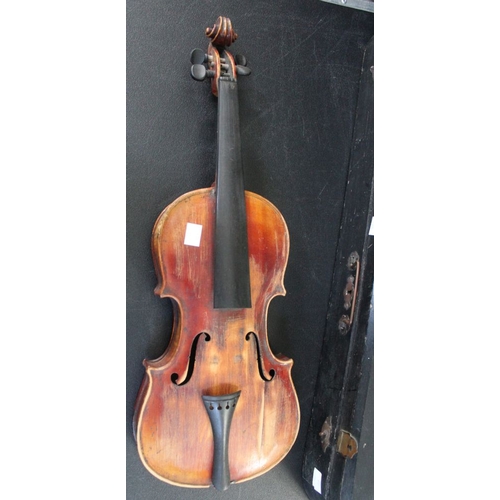 120 - An old violin in wooden carry case