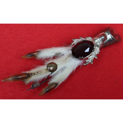 157 - A Scottish claw brooch, stone set, in a 