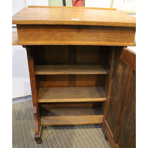 181 - An old pine Scholars desk, with cupboard below