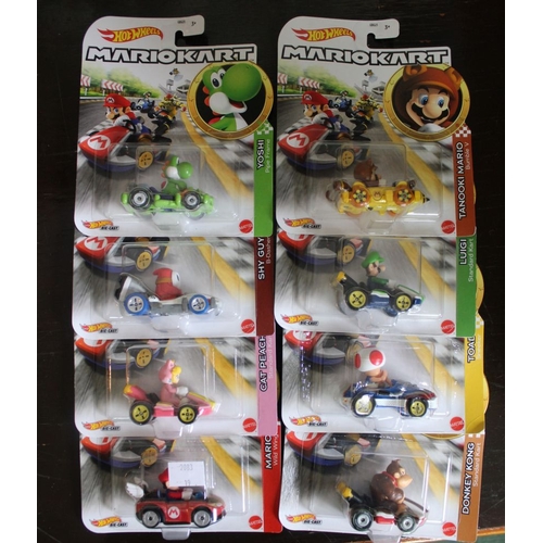 189 - A Hot Wheels MarioKart shop display box containing set of eight models in blister packs