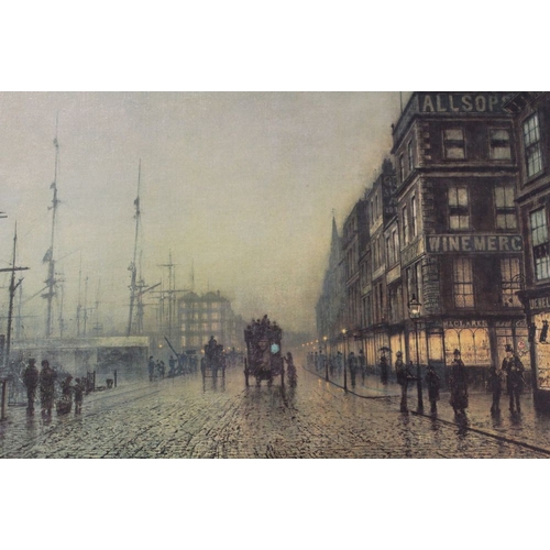 62 - After John Atkinson Grimshaw (1836-1893) - Dockyard View in Evening Light, print on canvas, 47.5cm x... 