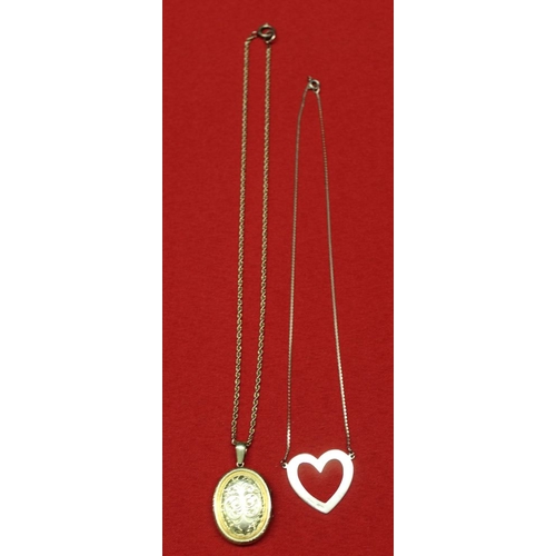 11 - A 9ct gold rope twist neck chain 6g, together with a yellow metal locket, and a 9ct gold heart penda... 