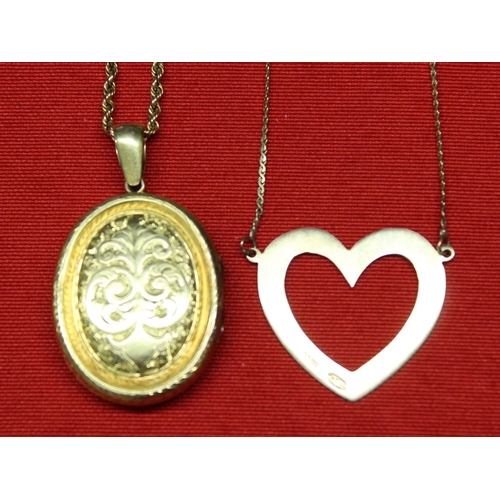 11 - A 9ct gold rope twist neck chain 6g, together with a yellow metal locket, and a 9ct gold heart penda... 