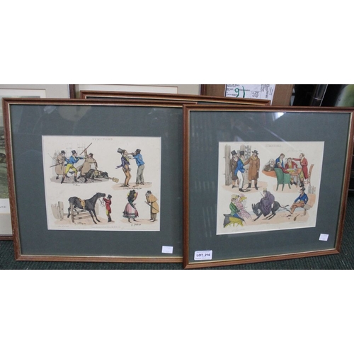 216 - A collection of nine coloured Sporting prints, glazed & framed (9)