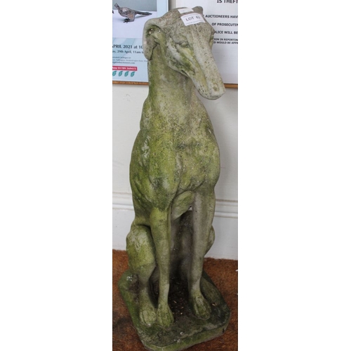 63 - A good quality pair of cast garden seated Greyhounds well weathered, 78cm tall x baseplate 23cm x 27... 