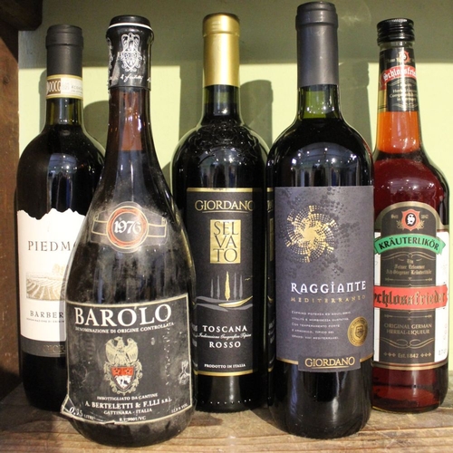 124 - Barbera d'Asi Piedmont, Giordno, 2021, 1 bottle
 Barolo Berteletti, 1976, 1 bottle
 Shossfrieder Her... 