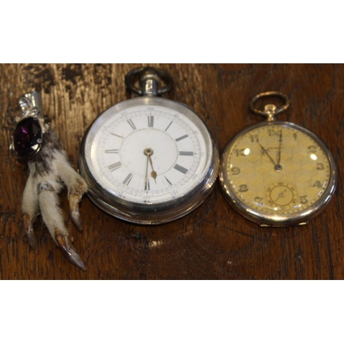 148 - A silver cased pocket watch, a gold plated pocket watch, dial inscribed 