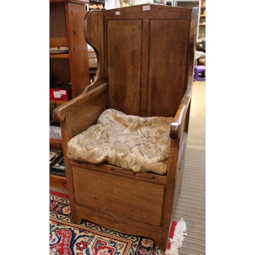 228 - A 19th century rustic pine chair with strung seat