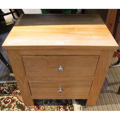 230 - A small two drawer bedside table, 55cm x 55cm