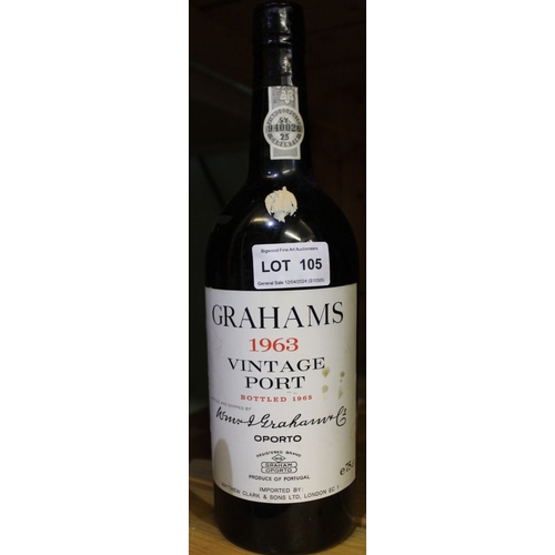 105 - Grahams 1963 vintage port, 1 bottle