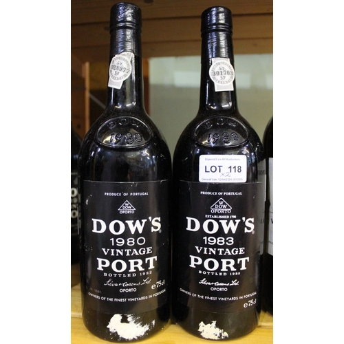 118 - Dow's vintage port 1980 & 1983, 2 bottles