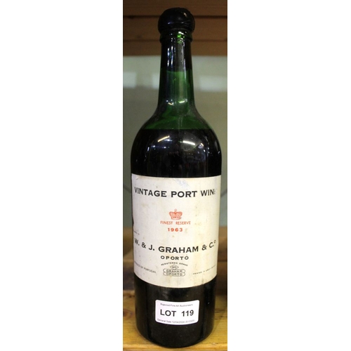 119 - Graham vintage port wine, finest reserve, 1963, 1 bottle