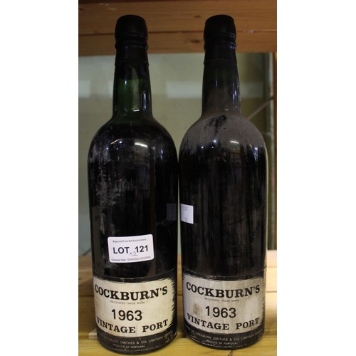 121 - Cockburn's 1963 vintage port, 2 bottles