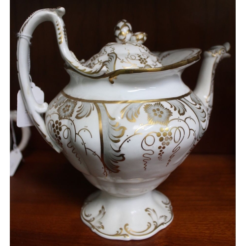 162 - A 19th century china teapot, gilt and grey decoration