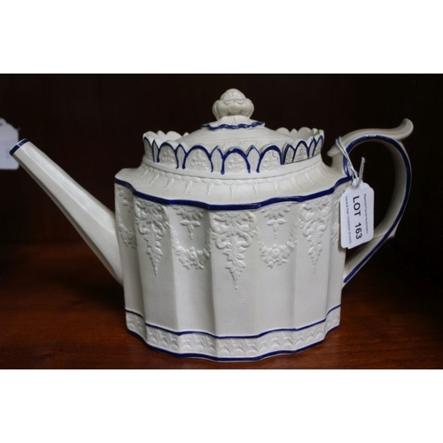 163 - An early 19th century Castleford style feldspathic stoneware teapot, with sliding lid