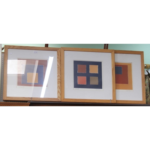 188 - Three framed & glazed abstracts by Roy Speltz, titled “Untitled I”, “Untitled II”, “Gridlock”, each ... 