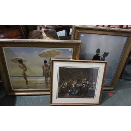 283 - Two framed Jack Vettriano prints with another