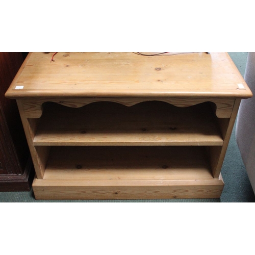 341 - A low pine two shelf AV cabinet