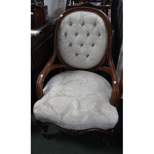 349 - A 20th century show wood cream upholstered armchair