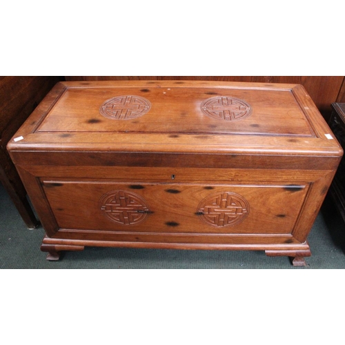 371 - A 20th century oriental style camphor wood trunk