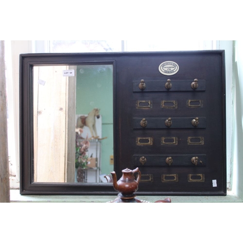 64 - A modern hall rack with mirror & coat hooks