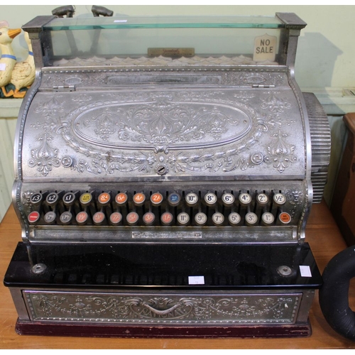 16 - National Cash Register Co. Dayton Ohio, vintage chromed cash register 319120. Original supplier labe... 