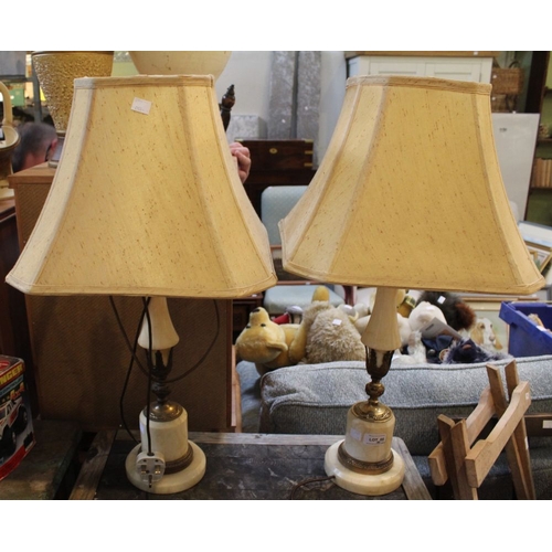 34 - A pair of onyx based table lamps