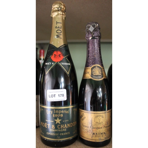 178 - A bottle of Moet & Chandon dry Imperial 1978 together with a half bottle of Veuve Clicquot Ponsardin... 