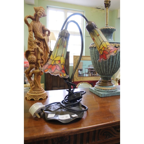 58 - A Tiffany style desk lamp with twin shades