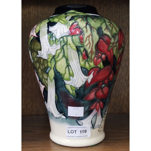 119 - A Moorcroft Nostalgia design pottery vase, tube lined and hand painted decoration, limited edition 1... 