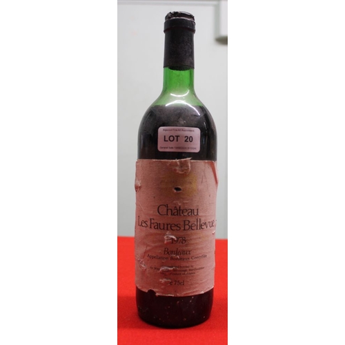 20 - Chateau Les Faures Bellevue, Bordeaux 1978 1 bottle