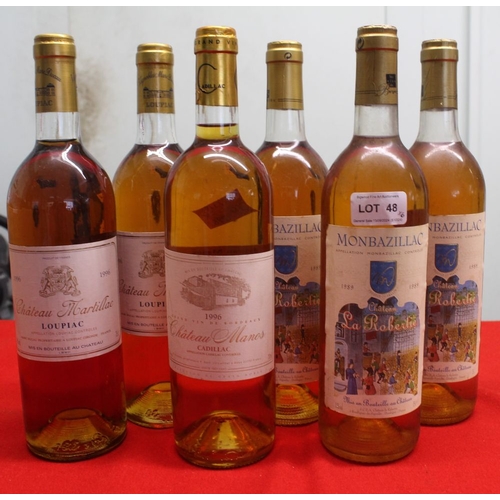 48 - Chateau Martillac Loupiac 1996, 2 bottles
 Chateau La Robertie Monbazillac 1989, 3 bottles
 Chateau ... 