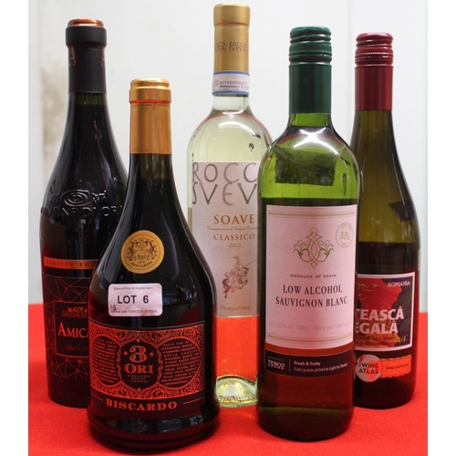 6 - Rocco Seveva Soave Classico 2022 Italy 1 bottle, Biscardo 3 Ori Rosso Italy 1 bottle, Amicale Corvin... 