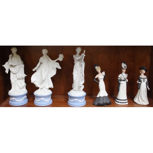 466 - Wedgwood - Three classical statues and three ladies (6)