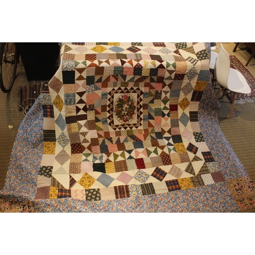 50 - A 19th century patchwork quilt, possibly made by the Thornton sisters of Mirfield, Yorkshire, 237cm ... 