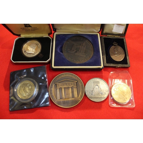 8 - A Victorian Bronze medal commemorating The South Eastern Railway in original box with various medals... 