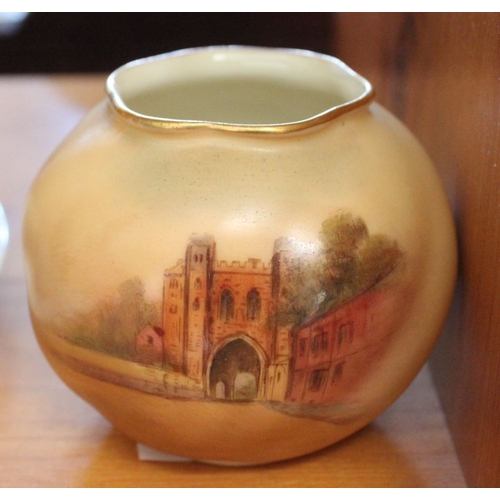 116 - A Royal Worcester bone china globular vase, painted with a scene of 