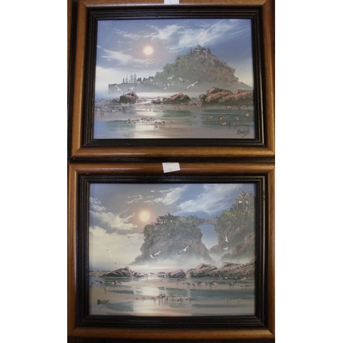 265 - David Owens Dyer (1947 - 2006) four original oils on canvass of moonlit Cornish coastal scenes (4)