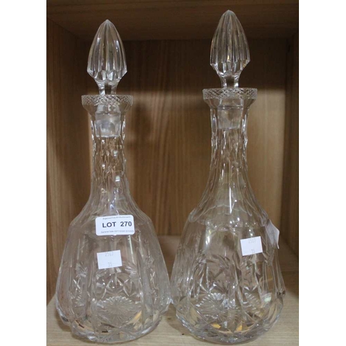 270 - A pair of cut glass decanters with steeple stoppers (2)