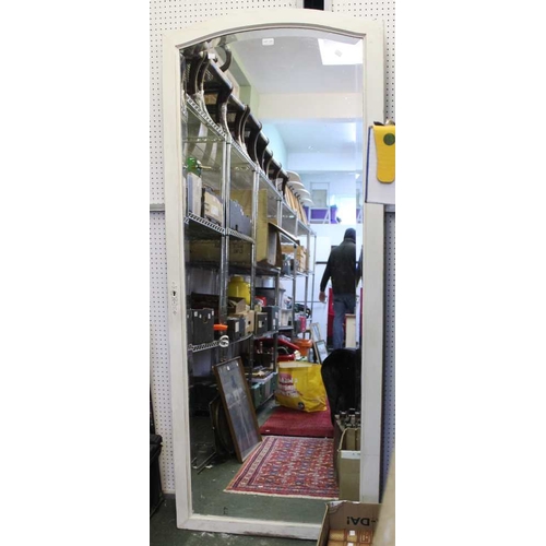 432 - A large white framed bevel edge wall mirror, approx. 198cm tall