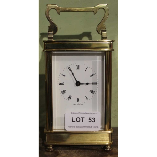 53 - A late 20th century brass carriage clock