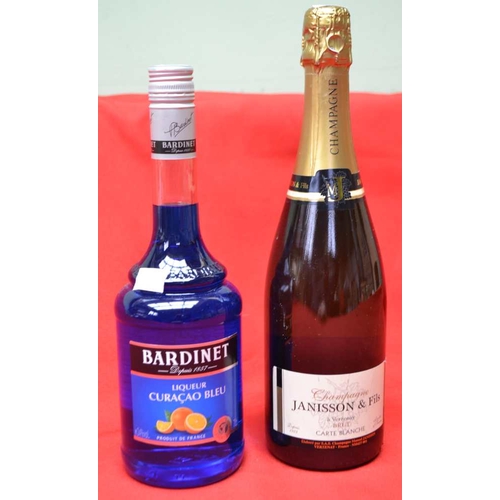 244 - Janisson & Fils Champagne, 1 bottle
 Bardinet Blue Curacao, 1 bottle (2)