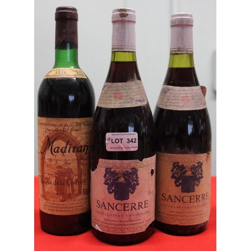 262 - Sancerre Rouge, Millot, 1985, 2 bottles
 Madiran, 1976, 1 bottle
 (total 3 bottles in lot)