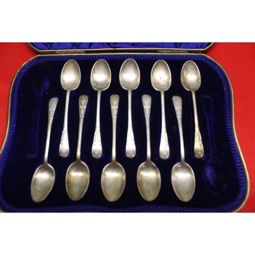 307 - A cased set of six silver coffee spoons with Golf club terminals, together with a part case of ten s... 