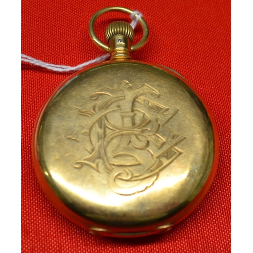 318 - An 18ct gold cased pocket watch, white enamel dial with Roman numerals, secondary dial and stop watc... 